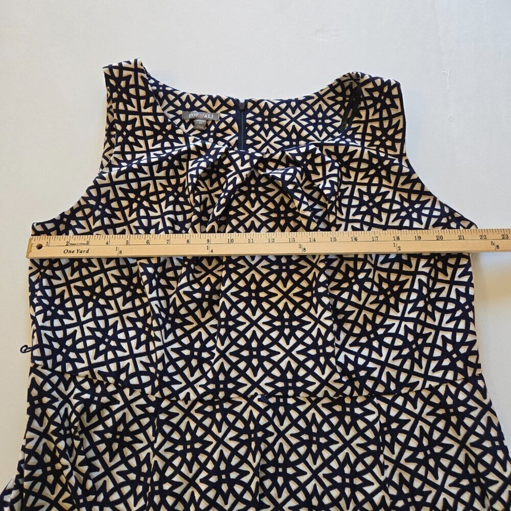 Roz & Ali Navy Blue Tan White Geometric Sleeveless A-Line Midi Dress Sz 20 - Picture 6 of 13